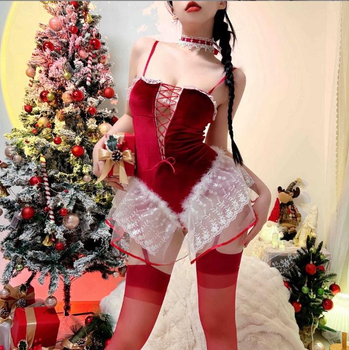 Christmas sexy new year christmas robe bunny christmas costume cos show two-dimensional erotic underwear
