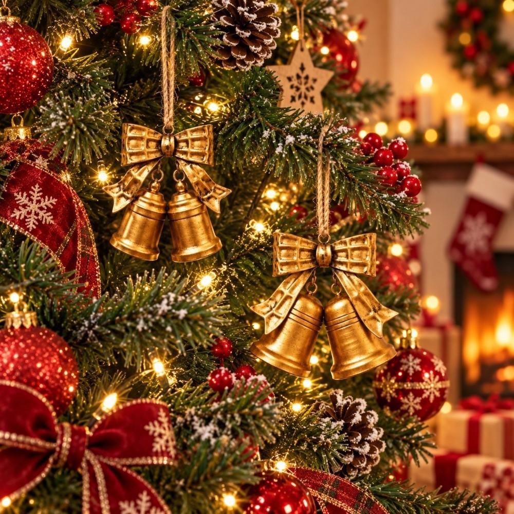 Heimdeko Weihnachtsglocke Dekoration Schleife Glocke Hängende Ornamente Vintage Glocke Anhänger Wand