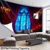 2D Dark Storm Night Tapestry Gothic Window Lightning Wall Background Cloth