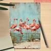 Metal Wall Art Vintage Flamingo Flock Tropical Beach Summer Patio Decor