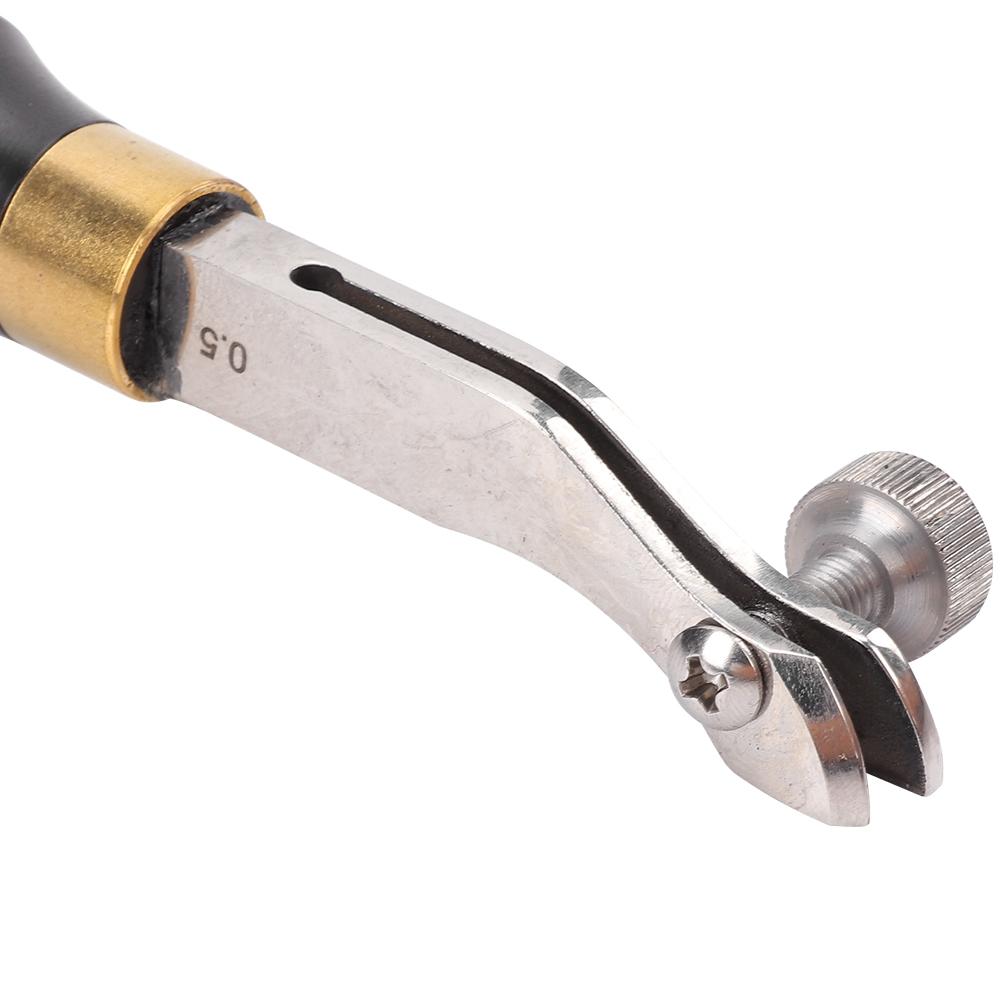 Ebony Handle Adjustable Stainless Steel Edge Creaser Leather Craft Press Hand DIY Tool