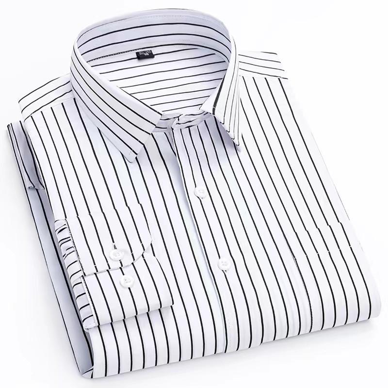 Men's Print Shirt Autumn Spring Long Sleeve Thin Non Iron Fashion Business Causal Social Anti-wrinkle Plaid Slim Fit Chemise Hom