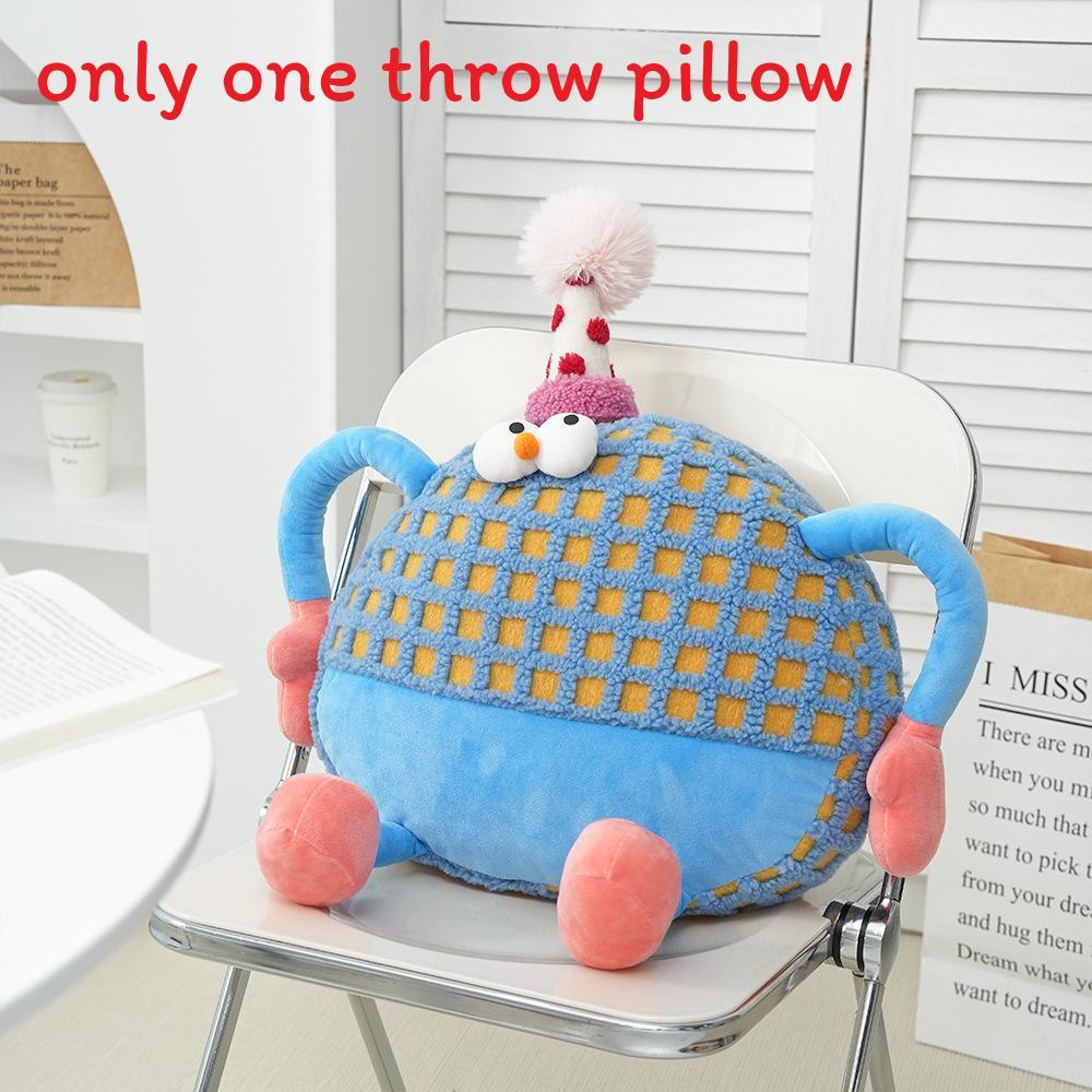 Cartoon Monster Plush Cushion With Soft Sherpa Cover For Lounge And Bed Decor