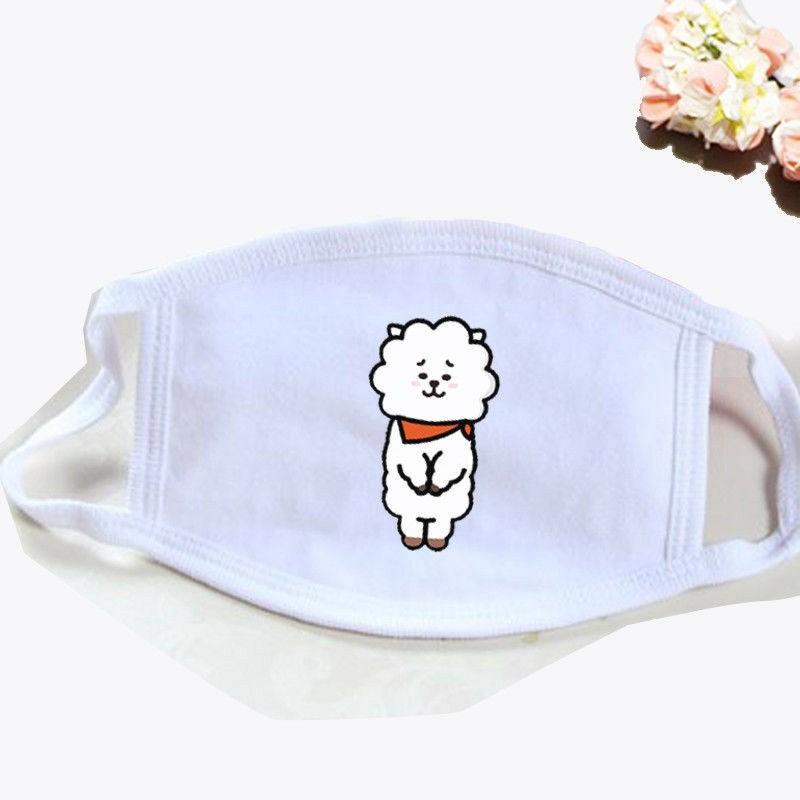 Kpop Bts Atmungsaktive Baumwollmischung Gesichtsmaske Mit Cartoon-Druck Für Täglichen Sonnenschutz