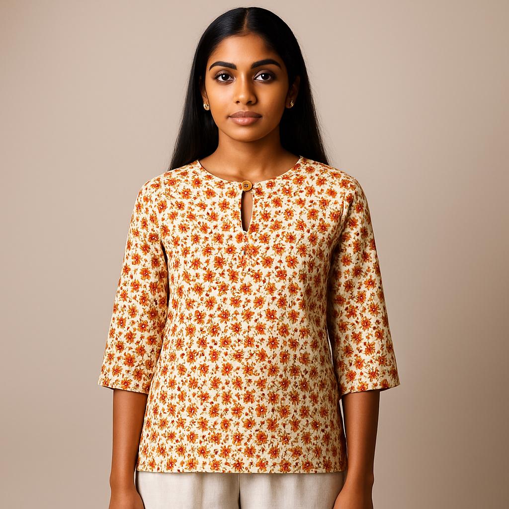 

Винтажная повседневная блузка, для женщин, стрейч-конопля, цветочный принт, круглый вырез, рукава три четверти, элегантный свободный топ 5XL красный