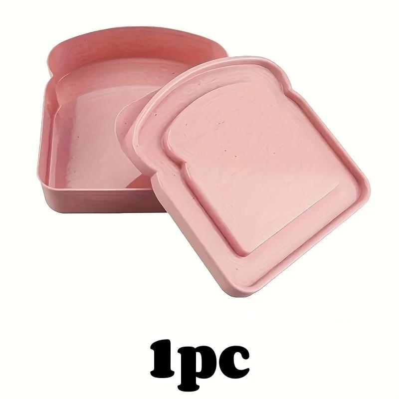 Pink Toast Shaped Bamboo Fiber Lunch Box with Lid Portable Bento Box for Kitchen Outdoor Picnic Eco-Friendly Large Capacity 990₽