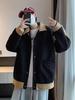 Men's Oversized Patchwork Wool Coat – Hong Kong Style Loose Fit Lapel Jacket, Trendy Korean Casual Design