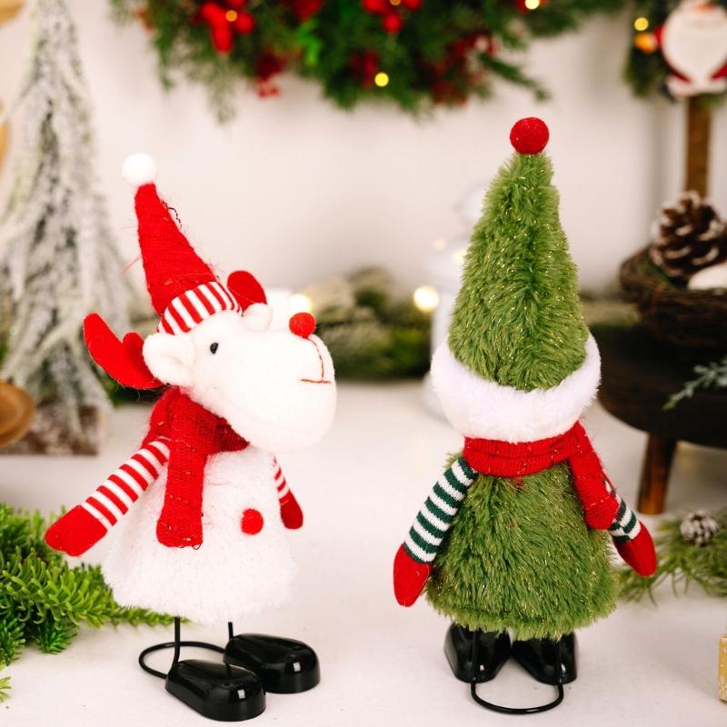 Weihnachtsthema Hüpfende Federbasis Schneemann Weihnachtsmann Ornament Für Feiertagstischplatte Regal Dekoration Set