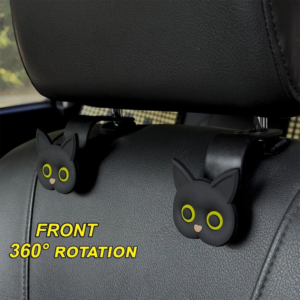 2Pcs Cartoon Cat Car Seat Headrest Hooks Multi-function Front Seat Headrest Organizer  Universal