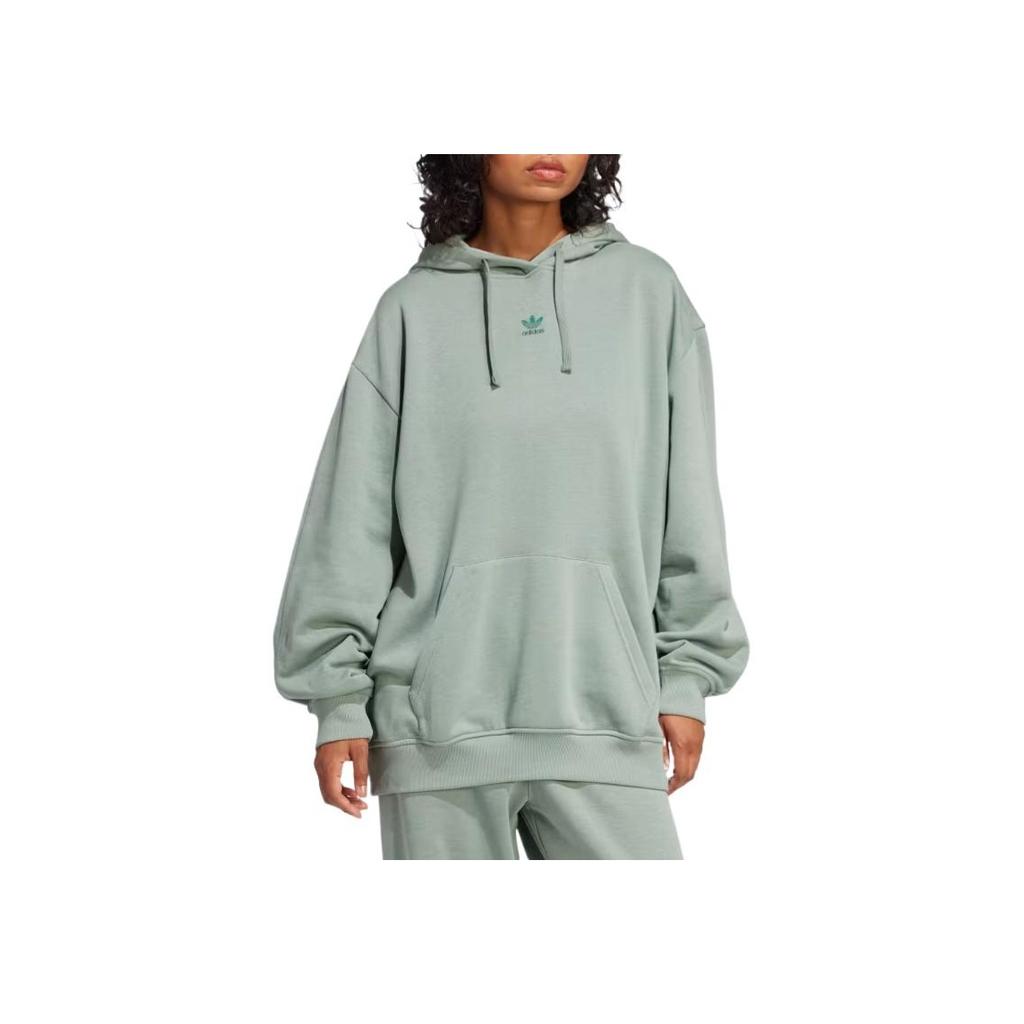 Adidas Originals Essentials Skin-Friendly Comfortable Hooded Sweatshirt Women Sweatshirt Silver-Green JJ3474