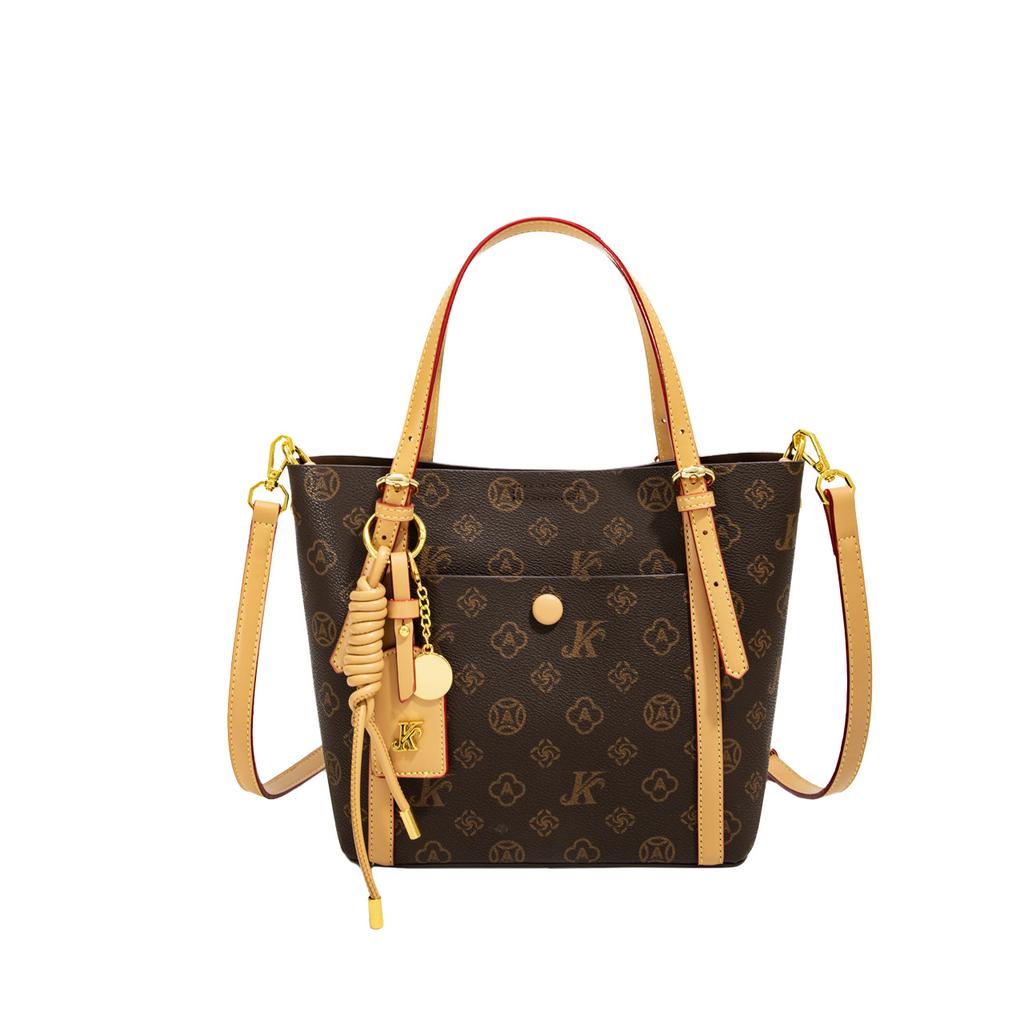 Monica Qiqi single shoulder oblique span bag female foreign versatile multi-layer portable high-end textured bag large capacity fashionable