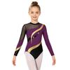 Body da ballo per bambina, a maniche lunghe, con decorazione con strass lucidi, a maniche lunghe, per abbigliamento da ginnastica