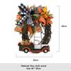 1-3PCS Farmhouse Pumpkin Cart Wreath Pumpkin Wreath Halloween Pumpkin Truck Wreath for Halloween Thanksgiving Decoration