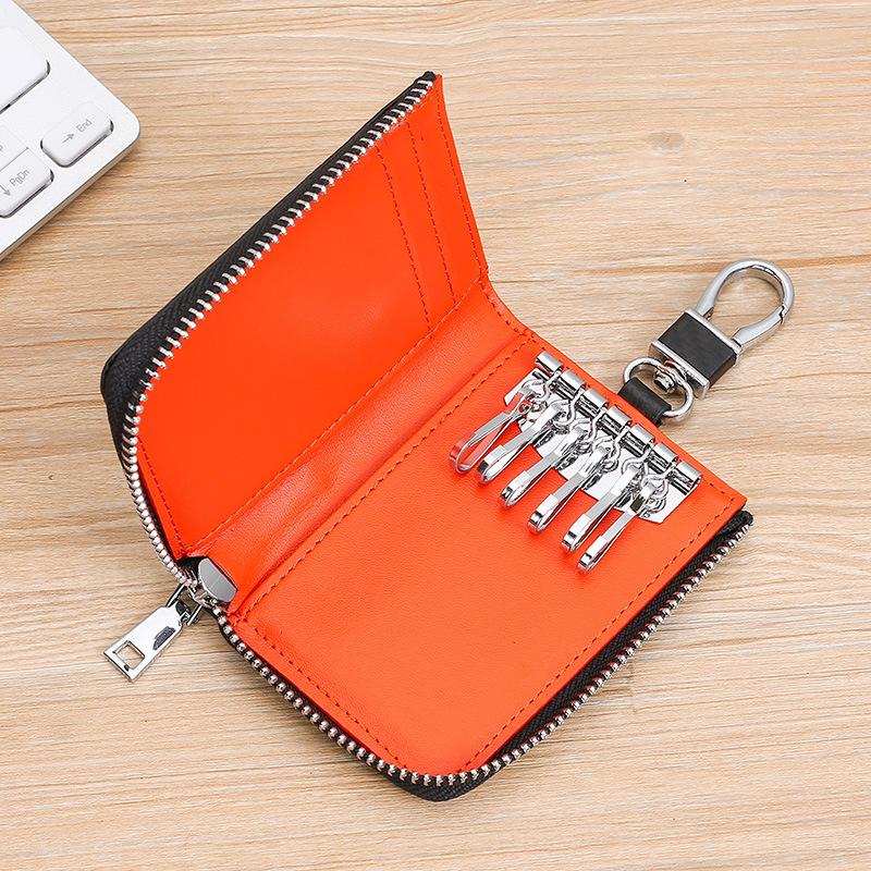 

Многофункциональная кожаная бытовая сумка для ключей, мужская и женская, на молнии, с узором из углеродного волокна, сумка для ключей от двери автомобиля 2-в-1