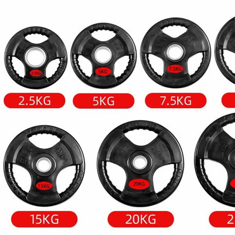 TLXT Three-Hole Rubber Coated Cast Iron Barbell Plate 10kg Large Hole