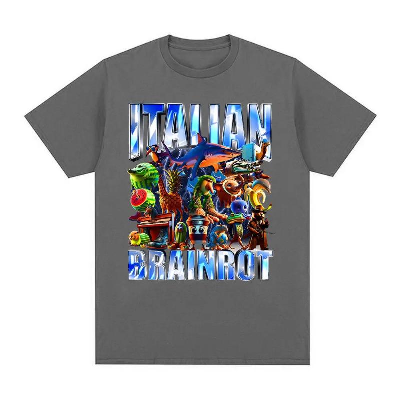 Italian Brainrot Tralalero Tralala Tung Tung Tung Sahur Bombardiro Crocodilo Funny Meme Graphic T-shirt Children  Fashion Tshirt