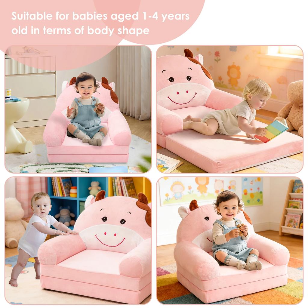 Foldable Kids Sofa Baby Seat Chair Foam Filled Toddler Sleeping Couch Reading Armchair for Reading Relaxing Nursery Bedroom