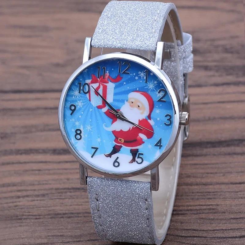 Christmas Snowman Women's Watches Casual Quartz Wristwatches Bright Color Leather Strap Quartz Watches Ladies Watch Reloj Mujer