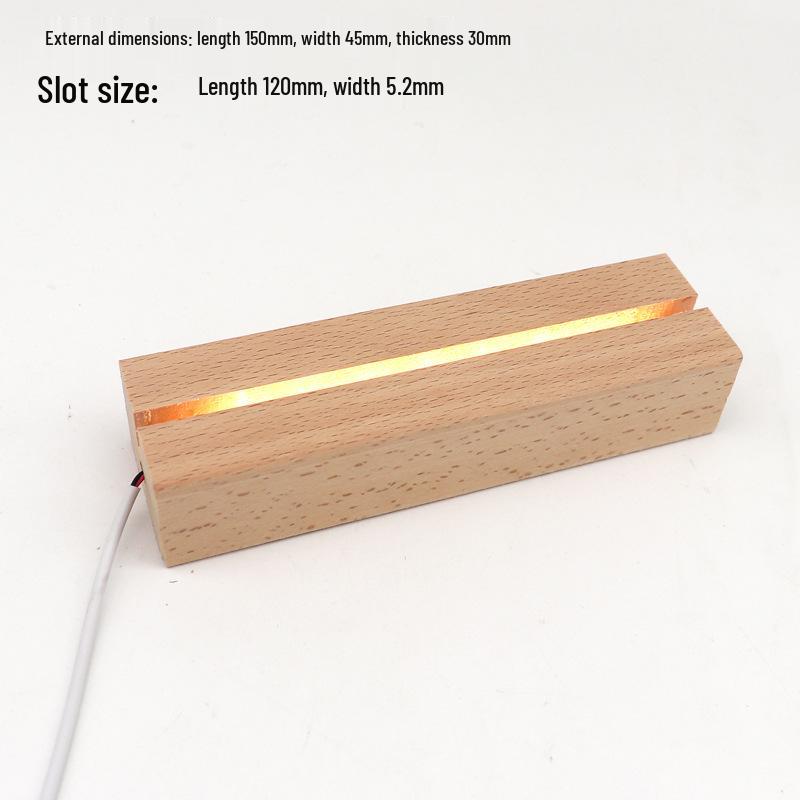 Wooden LED Acrylic Night Light Base - DIY Round Luminous Stand