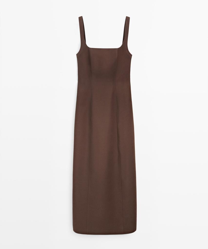 Masimodutti Cotton Blend Strap Midi Dress