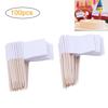 100 PCS White Cupcake Toppers Paper Wood Cheese Markers Practical Toothpick Flags  Buffet