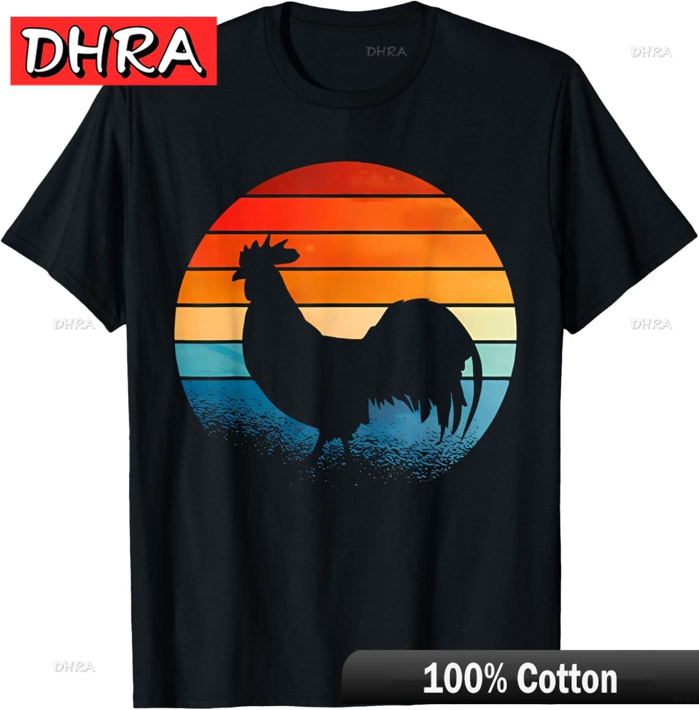 

Retro Sunset Rooster Chicken Lover Gifts TShirt Chic Graphic Tees Edgy Funny Punk Tops TShirts for Weekend Style TShirt Boys 4XL
