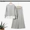 ZANZEA Women Casual Long Sleeve Blouse and Wide Leg Pants Two Piece Suit Sets