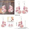 Theme Cute Christmas Cartoon Pink Hat Scarf Snowman Pattern Women Earrings
