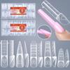 150 Bucăți Formă Franceză pentru Extensii de Unghii cu Scară de Măsurare – Vârfuri de Unghii Gel UV Cristal Transparent