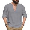 Men S Loose Breathable Linen Casual Long Sleeve T Shirt Plus Size Autumn