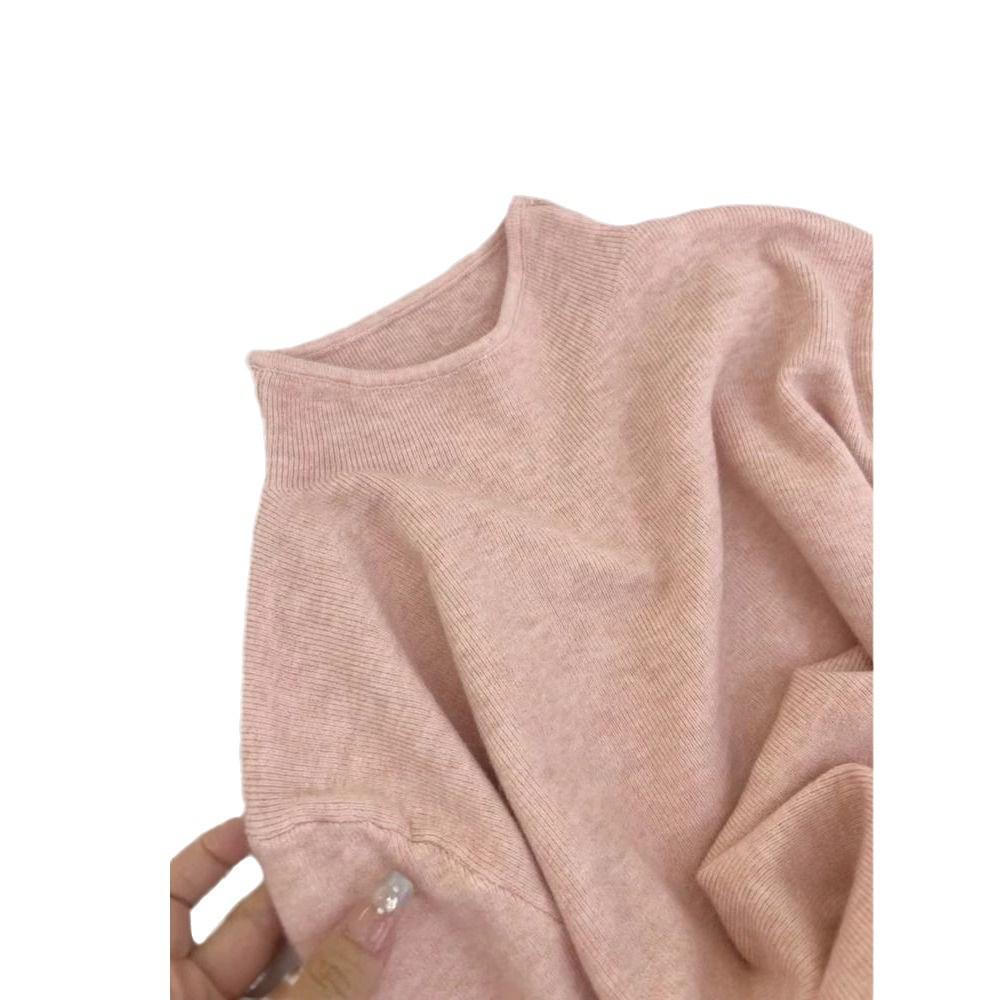 Super dívčí korejský svetr s polovičním rolákem - Stylový, měkký top s dlouhým rukávem