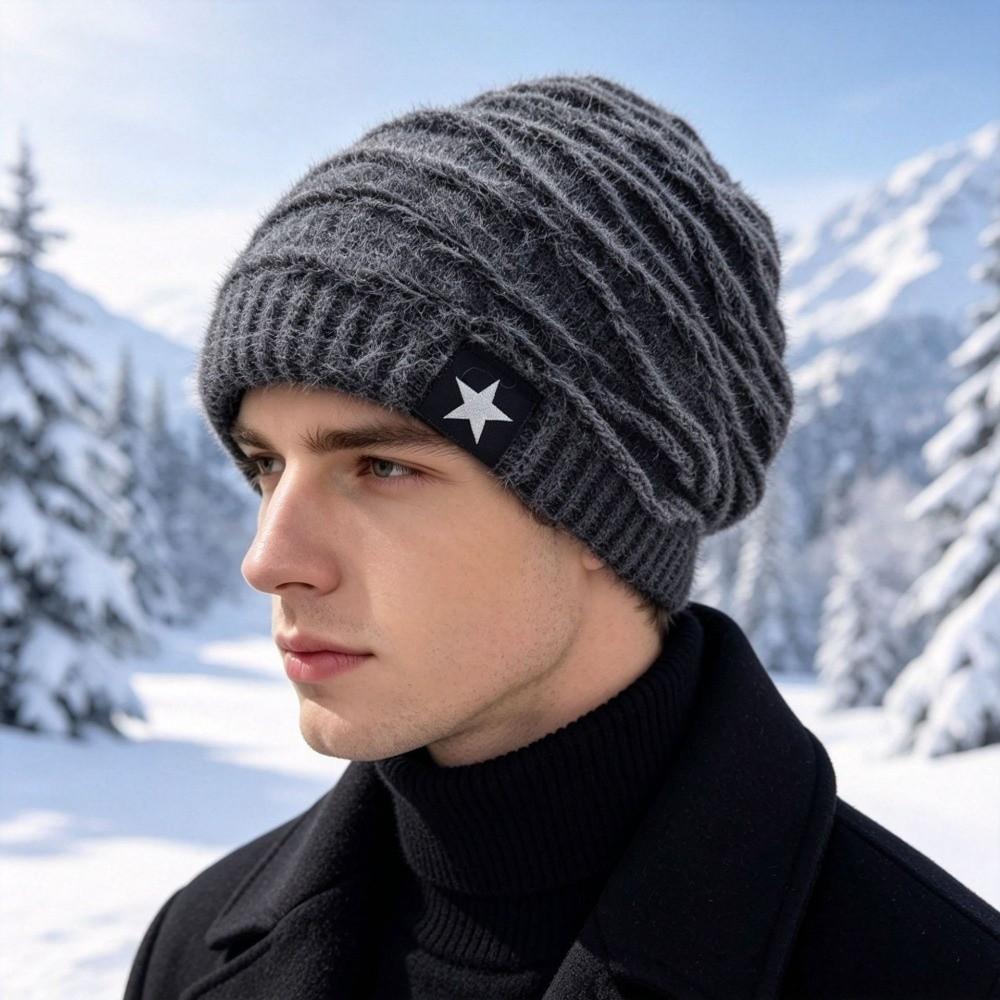 Thickened Knit Slouchy Beanie Hat Fleece Lined Warm Knit Hat New Cuffed Brim Beanie Daily Outfits