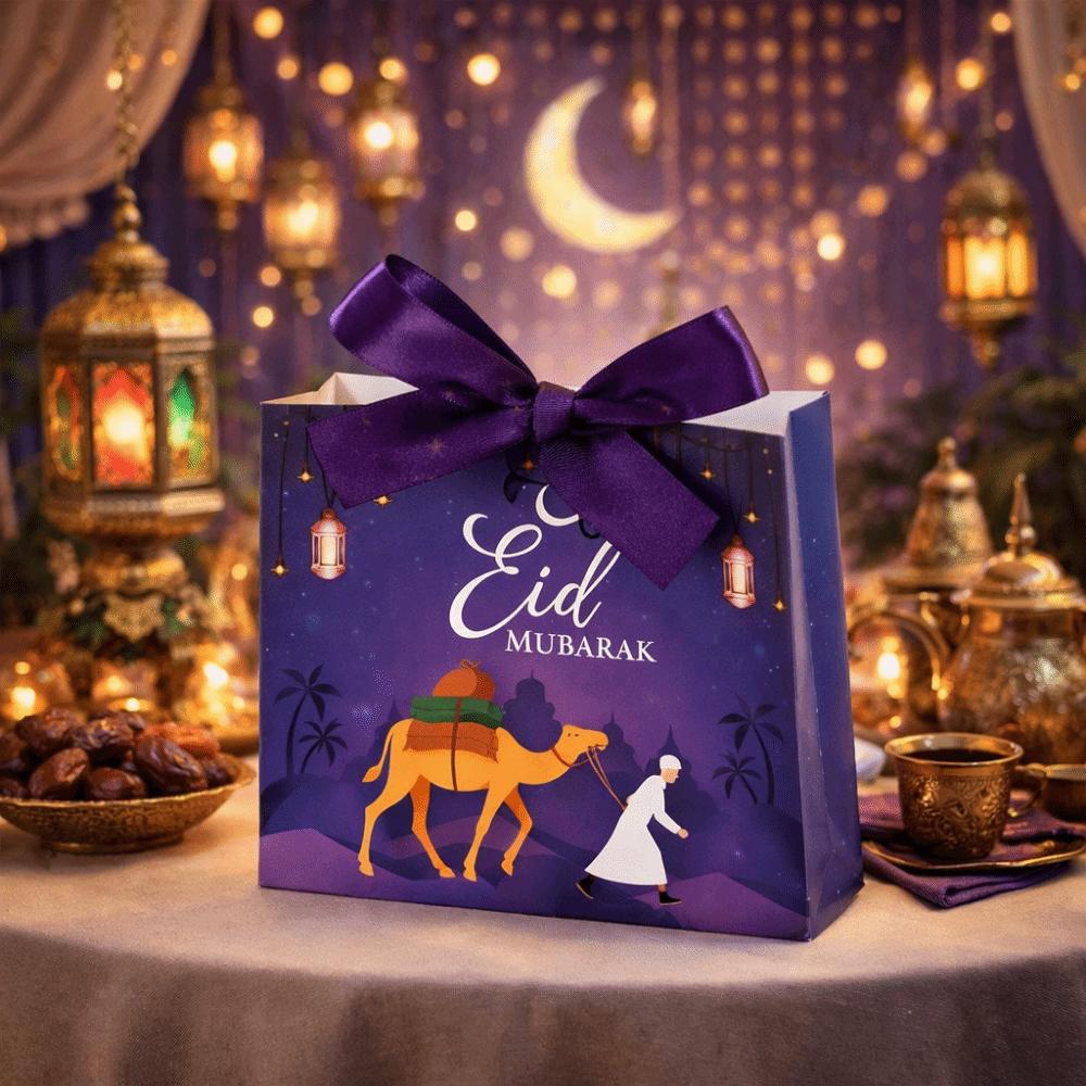 10Pcs Multicolor Eid and Ramadan Gift Boxes Star/Moon Portable Eid Gift Box Simple DIY Gift Packaging Bags
