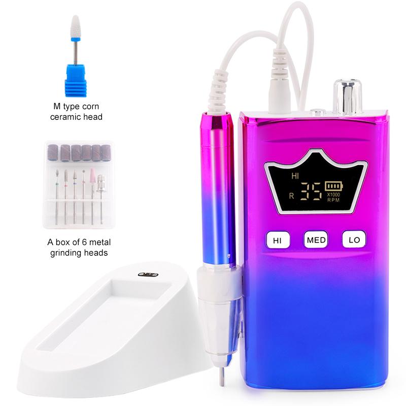 

BEPAN 35000RPM Brushless Nail Drill Rechargeable Manicure Machine Cordless Nail File Pedicure Drilling Desktop Base Crown Cable