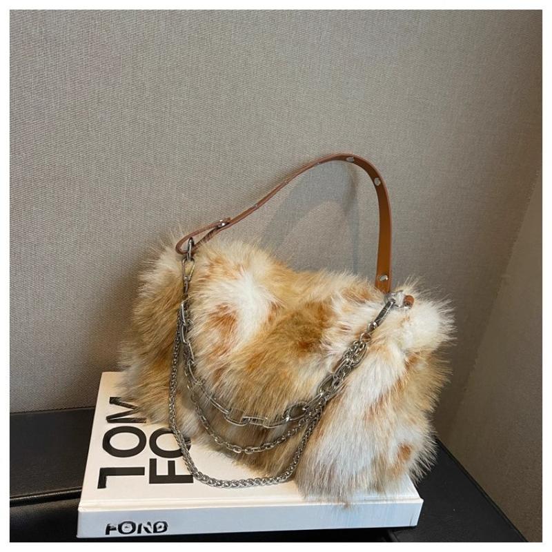 

Faux Fur Handbags for Women Fluffy Fuzzy Bags Purse Crossbody Shoulder Bag 26x15x12cm