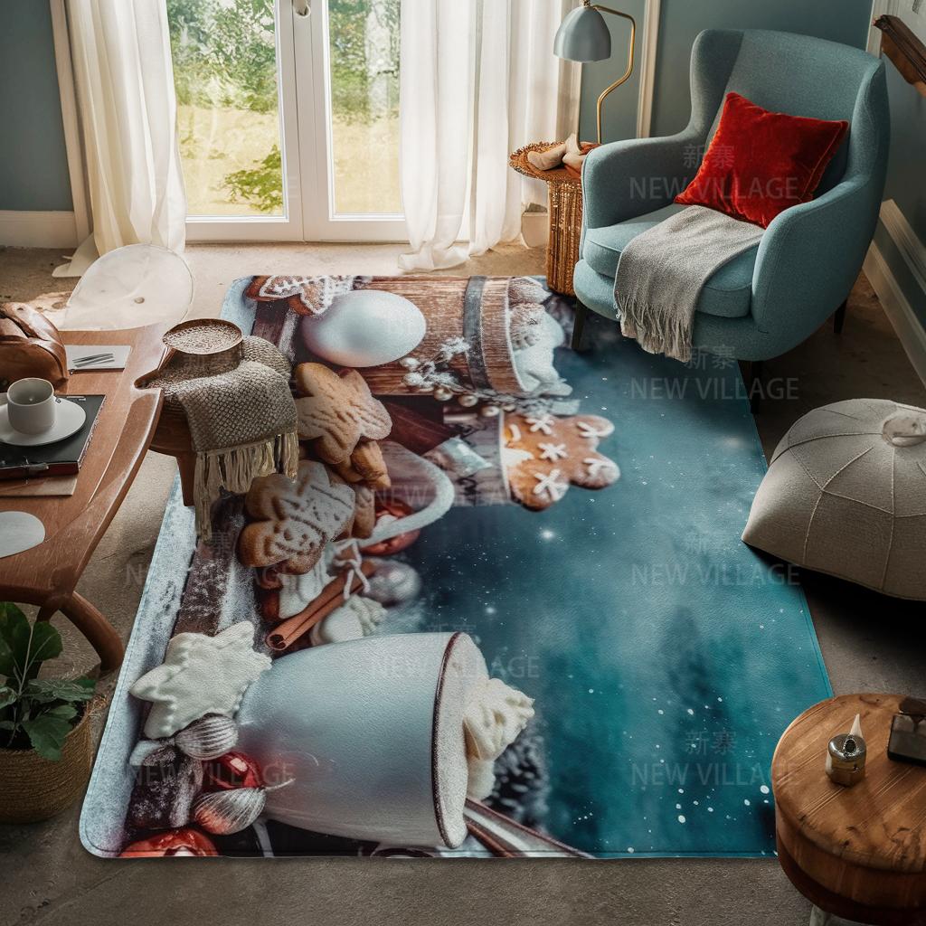 House Entrance Carpet Home Door Mat Living Room Bath Foot Bathroom Non-slip Water Absorption Rugs Bath Merry Christmas Winter