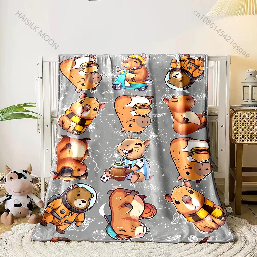 

Cartoon Capybara Printed Blanket Kids Adult Blanket Soft and Warm Bedding for Bed Sofa Outdoor Travel Cover Blanket Luxury Gift 75x90cm