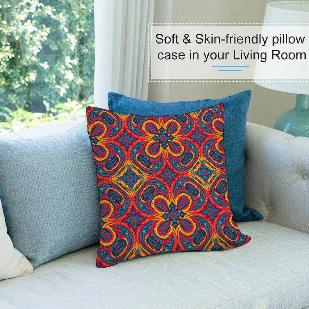 Fashion Square Pattern Pillow Case Short Plush Double-Sided Print Square Throw Pillow Covers Sofa Home Cushion Decor