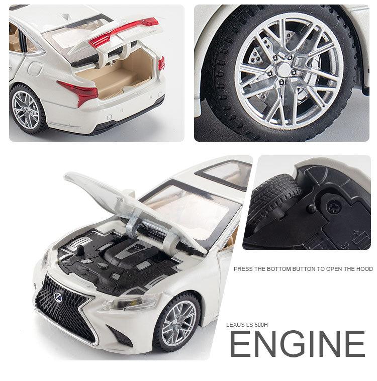 1/32 Scale LEXUS LS500 Diecast Alloy Car Model, Boy Metal Toy Car Simulation Car Model Decoration with Pull Back Sound and Light