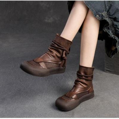 Retro fajne buty wiosna i lato nowe ażurowe oddychające buty z siateczki zamek z tyłu gruba podeszwa modne sandały z siateczki