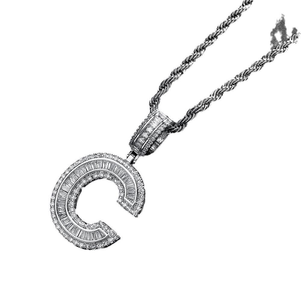 Letter Pendant Copper Inlaid Zircon Necklace Personalized Niche Design Men'S And Women'S Pendant Necklace