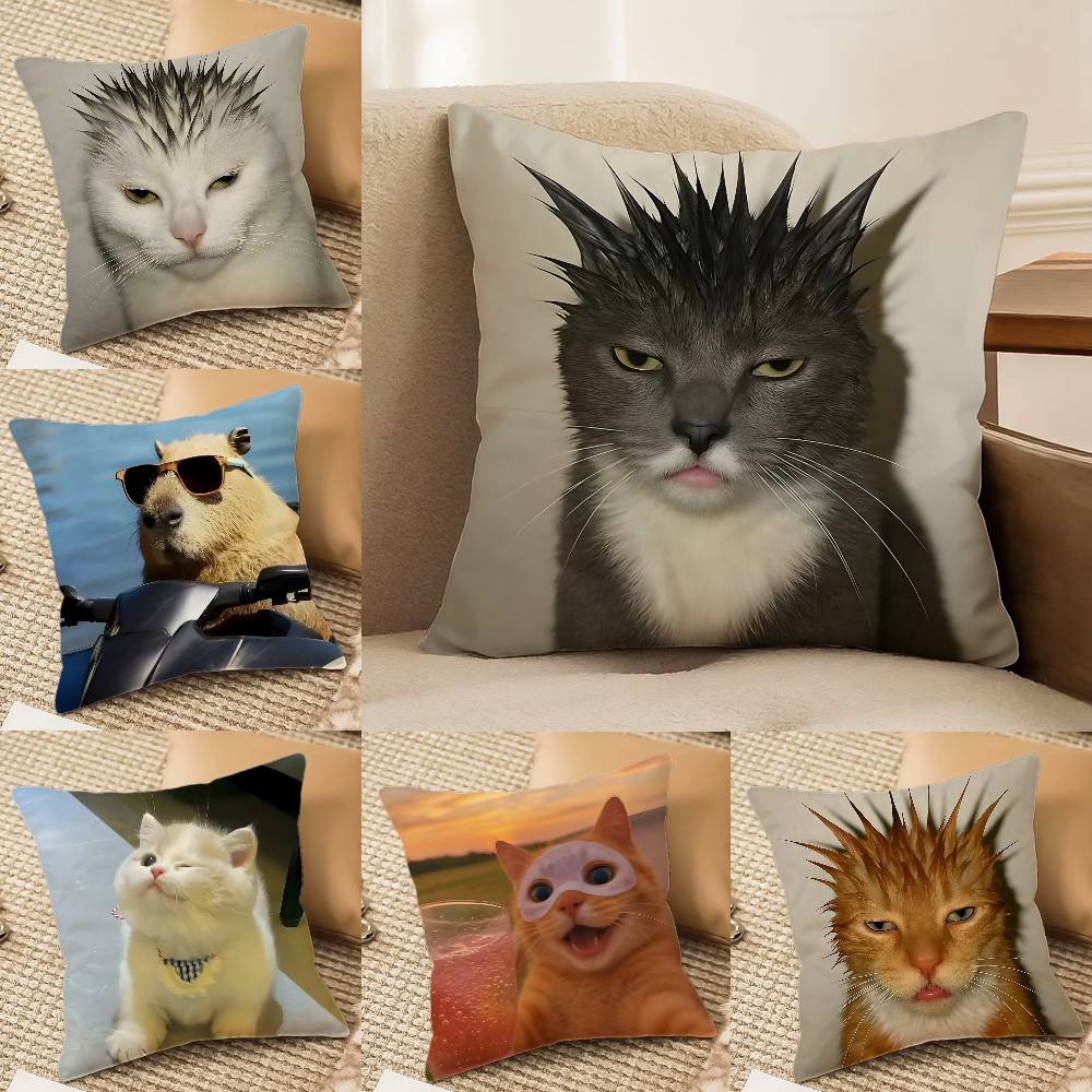 Lustige und interessante Tiere – Kissenbezug für bequemes Sofa oder Bett. Seidig-elegant, mit unsichtbarem Reißverschluss. Dekorativer Kissenbezug