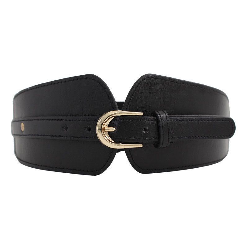 1Pc Wide Belt Women's Pin Buckle Decorative Dress Elastic PU Piece Elastic Waist Seal European and American Retro Fashion Waist Seal Women