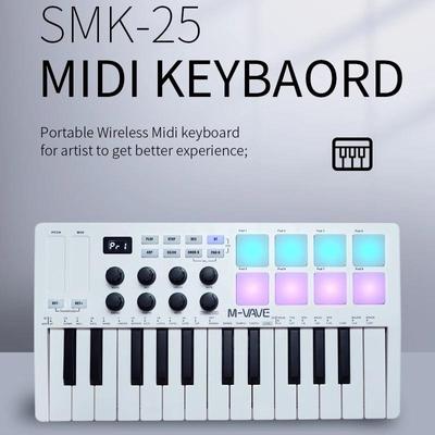 Clavier MIDI M-VAVE SMK-25 Contrôleur USB Mini 25 touches sans fil avec logiciel