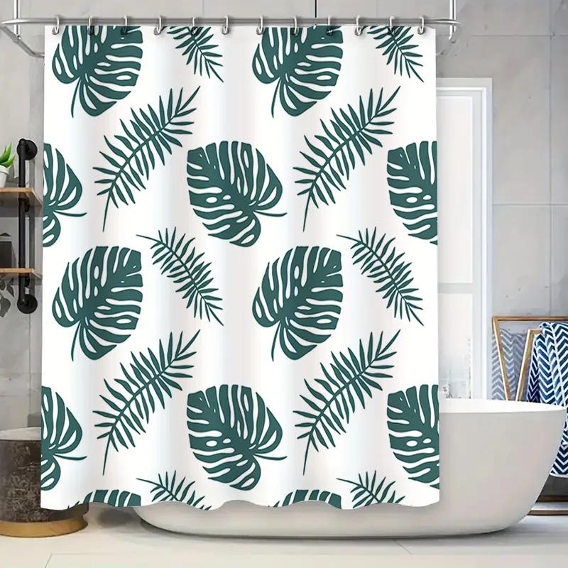 

Bathroom Shower Curtain Monstera Leaf Design Waterproof Fabric Decorative Bath Liner Set for Home Decoration Green Leaves Patter 90x180cm