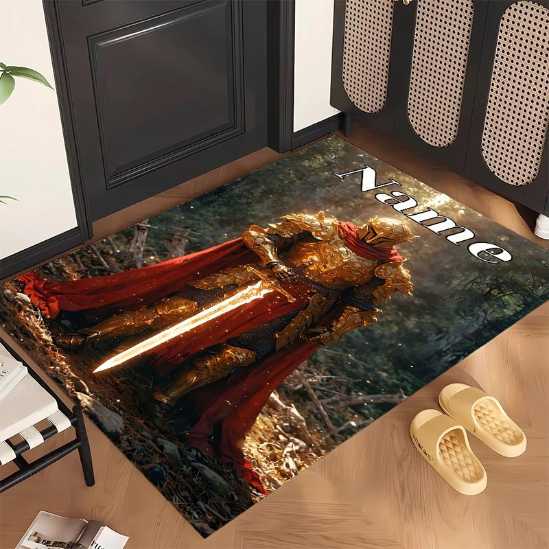 Holy Knight (1) Personalized Name Office Carpet Stylish Decor for Living Room Bedroom Kitchen