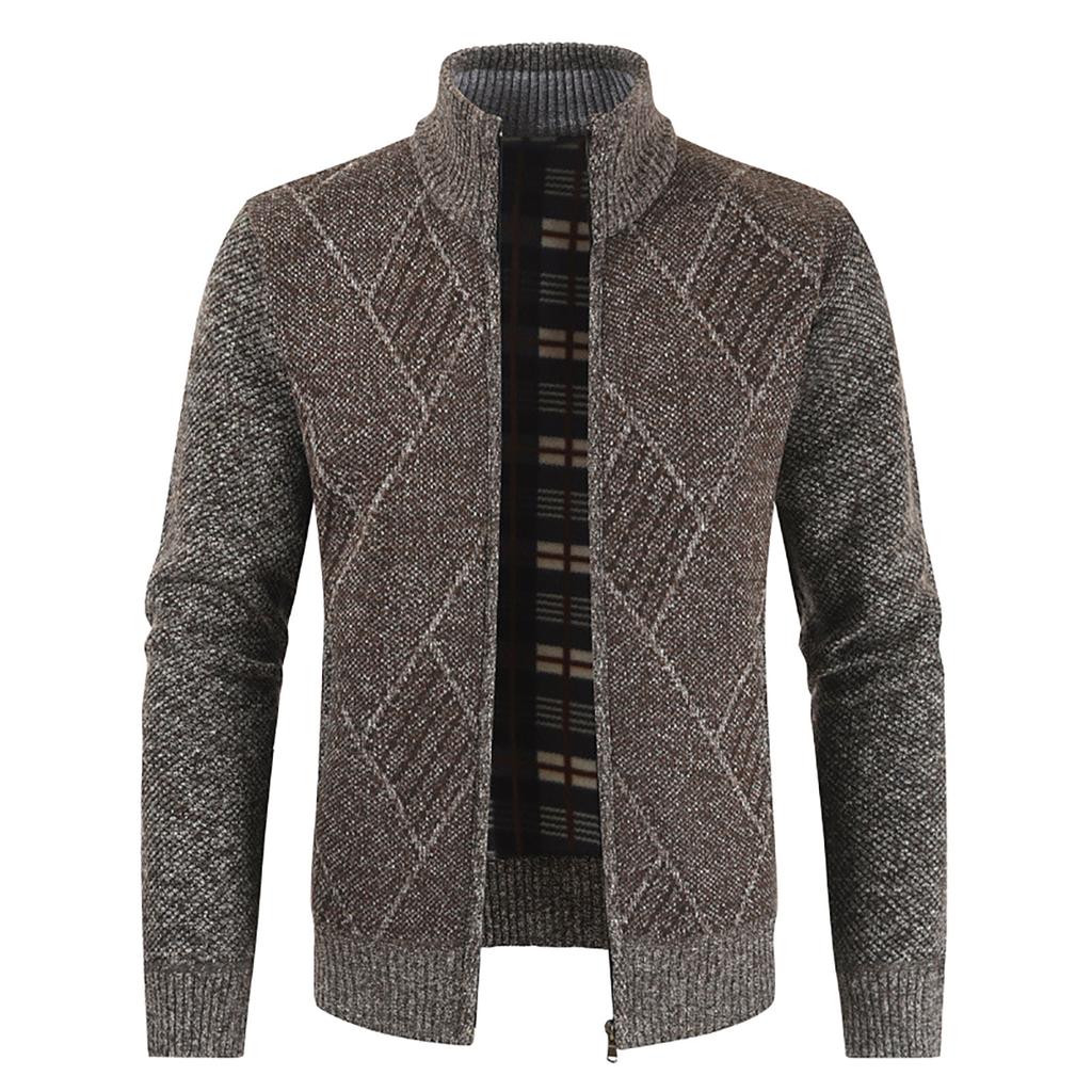 Men's Casual  Winter Zipper Sweater Stand Collar  Cardigan Tops Sweater Blouse Coat