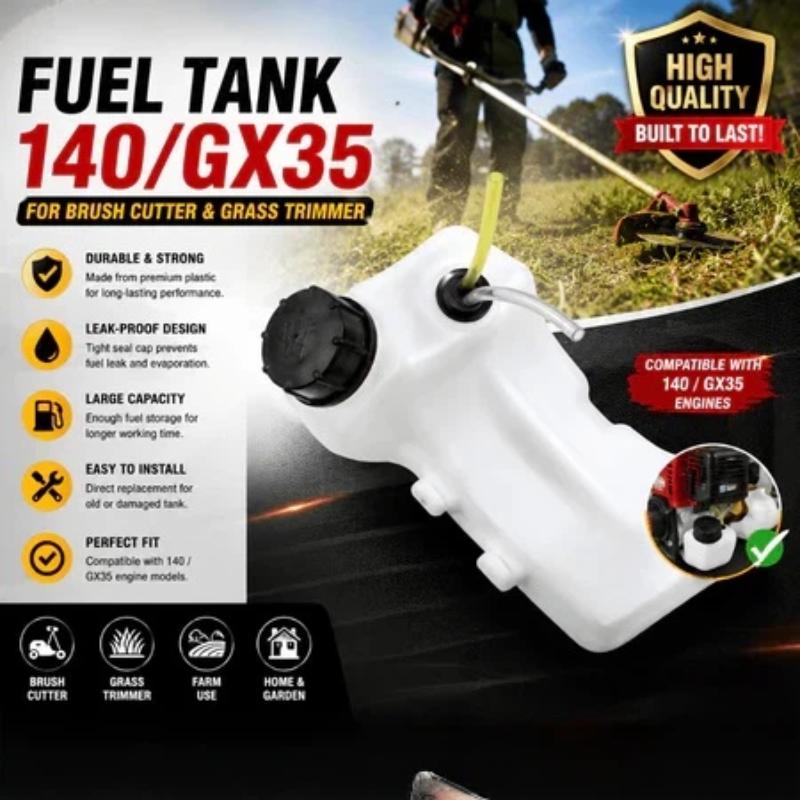 Lawn Mower Fuel Petrol Tank with Cap & Fuel Line Set Compatible with 140/40-5 for Outdoor Garden Lawn Maintenance