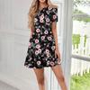 Women's Casual Fashion Round Neck Short Sleeve Print Short Dress