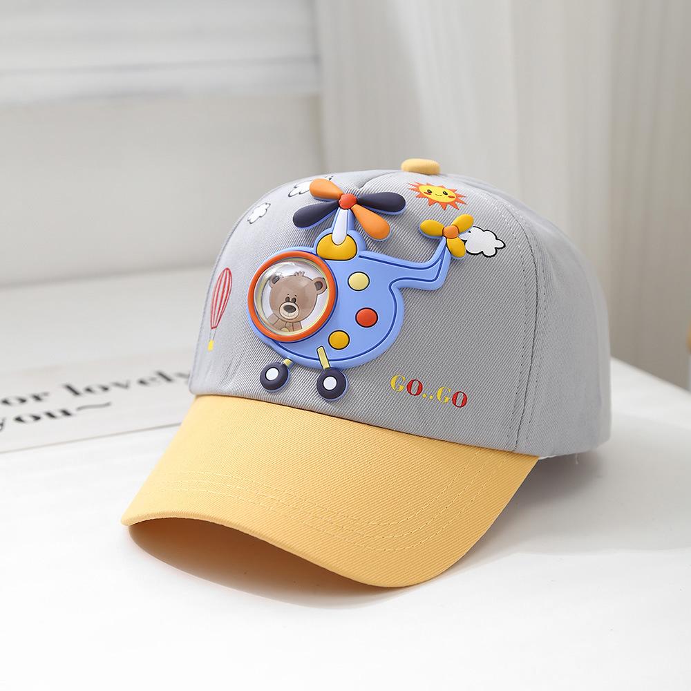 

Cute children s teddy bears fly planes, baseball caps, summer standing brimmed hats, children s duckbill hats, outdoor sun hats 52-54CM